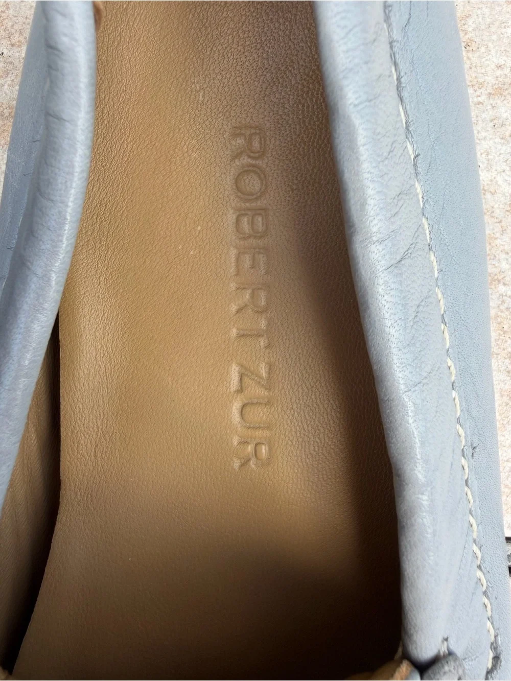 Robert Zur Gray Leather Driving Loafers with Metal Bit Detail
